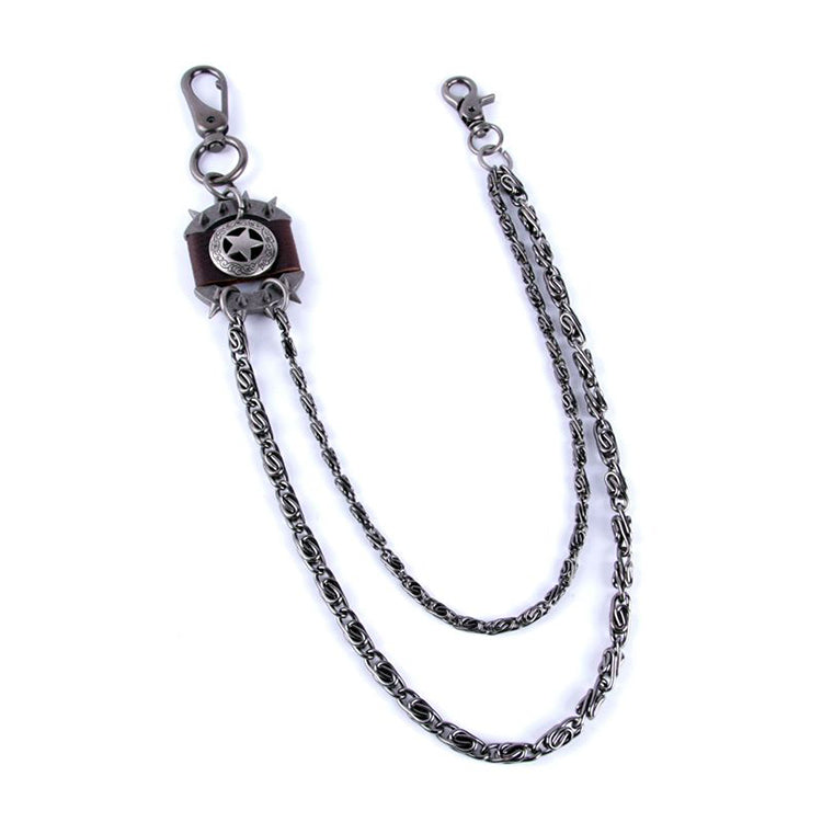 Badass Men's Fashion Silver Star Long Wallet Chain Pants Chain Biker Wallet Chain For Men - iwalletsmen