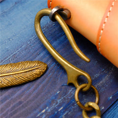 Cool Men's Gold Feather Wallet Chain Pants Chain Long Biker Wallet Chain For Men - iwalletsmen