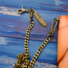 Cool Men's Gold Feather Wallet Chain Pants Chain Long Biker Wallet Chain For Men - iwalletsmen