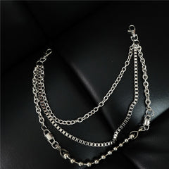 Punk Men's Metal Beaded Triple Long Wallet Chain Pants Chain Trendy Biker Wallet Chain For Men - iwalletsmen