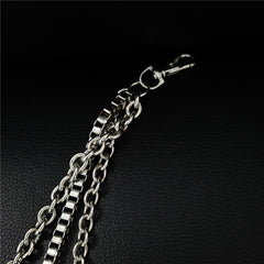 Punk Men's Metal Beaded Triple Long Wallet Chain Pants Chain Trendy Biker Wallet Chain For Men - iwalletsmen