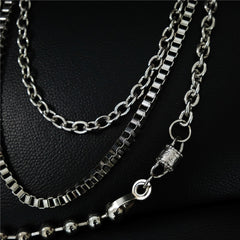 Punk Men's Metal Beaded Triple Long Wallet Chain Pants Chain Trendy Biker Wallet Chain For Men - iwalletsmen