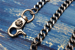 Badass Men's Skull Feather Pendant Wallet Chain Long Pants Chain Biker Wallet Chain For Men - iwalletsmen