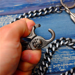 Badass Men's Skull Feather Pendant Wallet Chain Long Pants Chain Biker Wallet Chain For Men - iwalletsmen