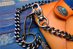 Badass Men's Skull Feather Pendant Wallet Chain Long Pants Chain Biker Wallet Chain For Men - iwalletsmen