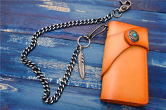 Badass Men's Skull Feather Pendant Wallet Chain Long Pants Chain Biker Wallet Chain For Men - iwalletsmen