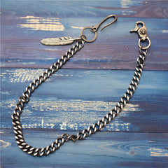 Badass Men's Skull Feather Pendant Wallet Chain Long Pants Chain Biker Wallet Chain For Men - iwalletsmen