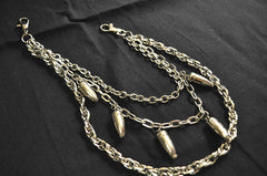 Badass Men's Silver Bullet Triple Pants Chain Punk Biker Wallet Chain For Men - iwalletsmen