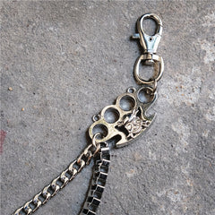 Badass Men's Silver Finger Rings Skull Double Pants Chain Punk Biker Wallet Chain For Men - iwalletsmen