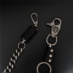 Cool Men's Silver Skull Long Wallet Chain Pants Chain Biker Wallet Chain For Men - iwalletsmen