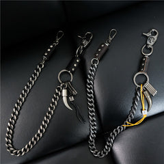 Cool Men's Silver Skull Long Wallet Chain Pants Chain Biker Wallet Chain For Men - iwalletsmen
