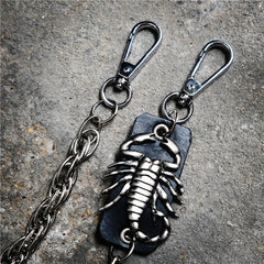 Badass Men's Silver Scorpion Long Pants Chain Punk Biker Wallet Chain For Men - iwalletsmen