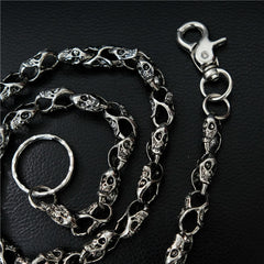 Badass Men's Silver Skull Long Punk Pants Chain Biker Wallet Chain For Men - iwalletsmen