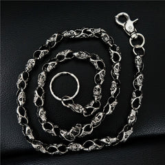 Badass Men's Silver Skull Long Punk Pants Chain Biker Wallet Chain For Men - iwalletsmen