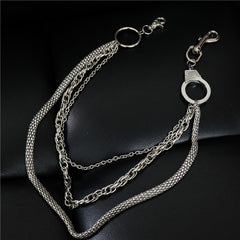 Cool Men's Silver Triple Fashion Long Punk Biker Wallet Chain Pants Chain For Men - iwalletsmen
