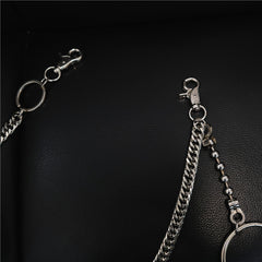 Badass Men's Womens Long Silver Wallet Chain Pants Chain Biker Wallet Chain For Men - iwalletsmen