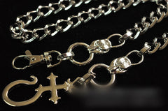 Badass Mens Silver Long Stainless steel Cross Key Chain Pants Chain Wallet Chain For Men - iwalletsmen