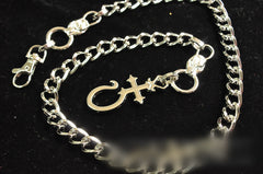 Badass Mens Silver Long Stainless steel Cross Key Chain Pants Chain Wallet Chain For Men - iwalletsmen