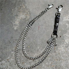 Badass Mens Skull Double Stainless steel Key Chain Long Pants Chain Wallet Chain For Men - iwalletsmen
