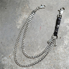 Badass Mens Skull Double Stainless steel Key Chain Long Pants Chain Wallet Chain For Men - iwalletsmen