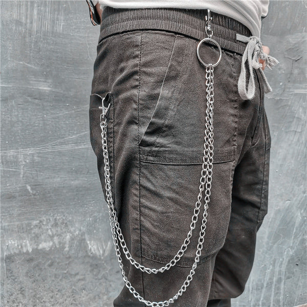 Badass Stainless Steel Mens Double Layer Pants Chain Long Wallet Chain For Men - iwalletsmen