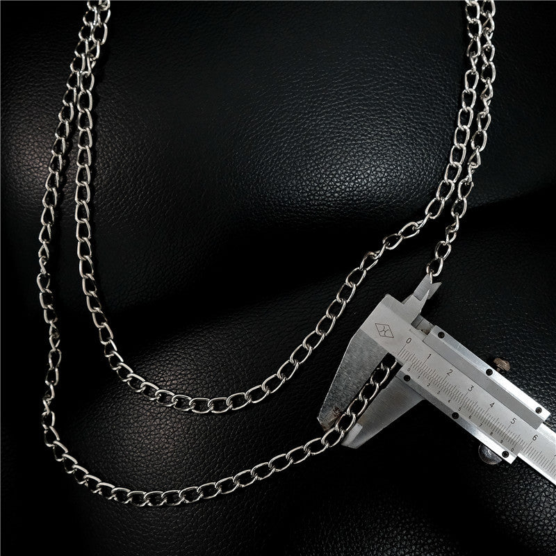 Badass Stainless Steel Mens Double Layer Pants Chain Long Wallet