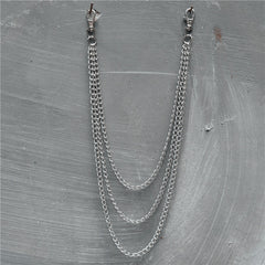 3 chains Badass Stainless Steel Mens Triple Layer Long Pants Chain Wallet Chain For Men - iwalletsmen