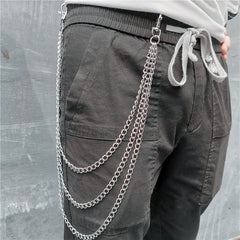 three layered chain Badass Stainless Steel Mens Triple Layer Long Pants Chain Wallet Chain For Men - iwalletsmen