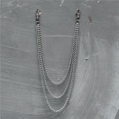 three layered wallet chain Badass Stainless Steel Mens Triple Layer Long Pants Chain Wallet Chain For Men - iwalletsmen
