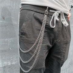 Badass Stainless Steel Mens Triple Layer Long Pants Chain three layered Wallet Chain For Men - iwalletsmen