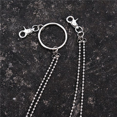 Badass Punk Mens Womens Stainless Steel Double Beaded Pants Chain Wallet Chain For Men - iwalletsmen