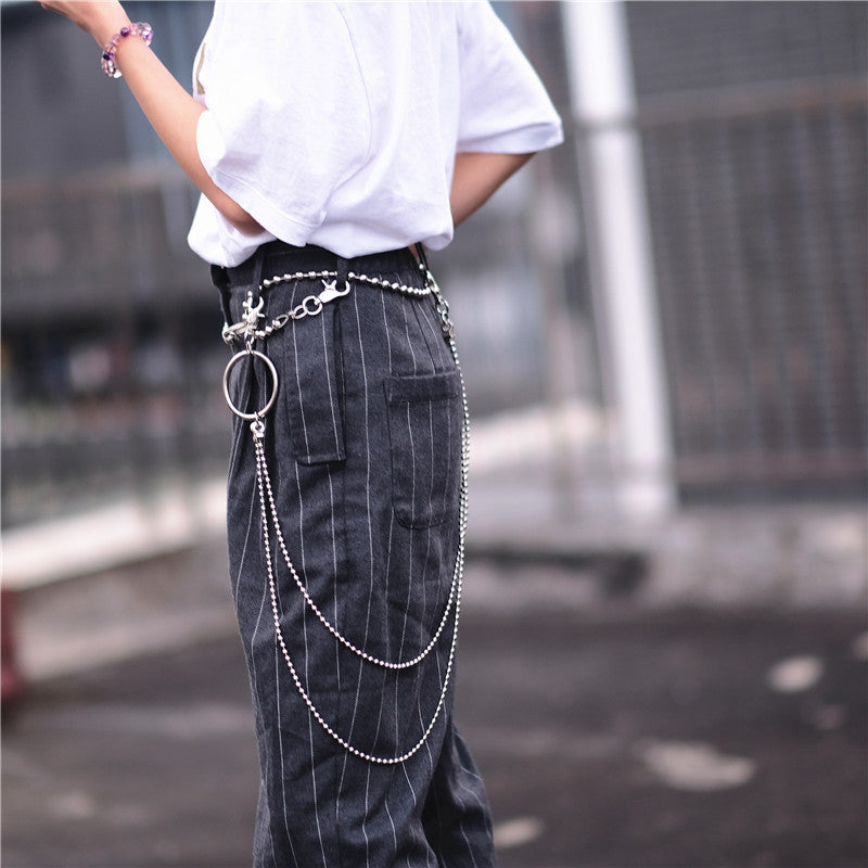 Badass Punk Mens Womens Stainless Steel Double Beaded Pants Chain
