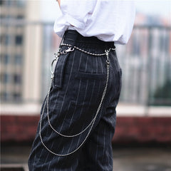 Badass Punk Mens Womens Stainless Steel Double Beaded Pants Chain Wallet Chain For Men - iwalletsmen