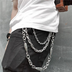 Badass Punk Mens Triple Long Bullet Wallet Chain Pants Chain Jeans Chain Jean Chain For Men - iwalletsmen