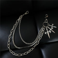 Badass Silver Punk Sword Triple Biker Pants Chain Wallet Chain For Men - iwalletsmen