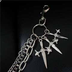 Badass Silver Punk Sword Triple Biker Pants Chain Wallet Chain For Men - iwalletsmen
