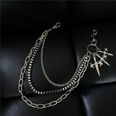 Badass Silver Punk Sword Triple Biker Pants Chain Wallet Chain For Men - iwalletsmen