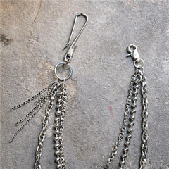Badass Punk Triple Silver Tassel Mens Pants Chain Wallet Chain Long Jeans Chain Jean Chain For Men - iwalletsmen