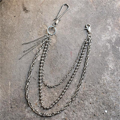 Badass Punk Triple Silver Tassel Mens Pants Chain Wallet Chain Long Jeans Chain Jean Chain For Men - iwalletsmen