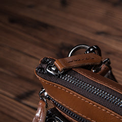 Brown Leather Men's Belt Pouch Small Shoulder Bag Side Bag Waist Bag Belt Bag For Men - iwalletsmen