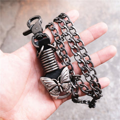 Badass Mens Metal Three Layer Butterfly Key Chain Pants Chain Wallet Chain For Men - iwalletsmen