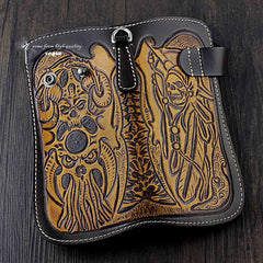 Badass Skull Leather Men's Long Wallet with Chain Biker Wallet Chain Wallet For Men - iwalletsmen