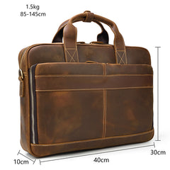 Vintage Brown Leather Men's 14‘’ Laptop Briefcase Professional Briefcase Computer Bag For Men - iwalletsmen