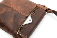 Vintage Brown Leather Men's Vertical Messenger Bag Small Side Bag Vertical Messenger Bag For Men - iwalletsmen