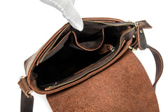 Vintage Brown Leather Men's Vertical Messenger Bag Small Side Bag Vertical Messenger Bag For Men - iwalletsmen