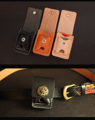 Black Handmade Leather Mens Cool Belt Cigarette Case Holder Cigarette Lighter Case For Men - iwalletsmen