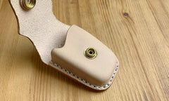 Handmade Beige Leather Mens Volkswagen Golf Car Key Case Car Key Holder with Belt Loop/Belt Clip - iwalletsmen