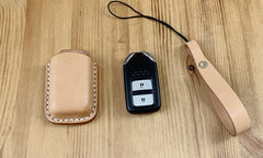 Handmade Beige Leather Mens Honda CR-V Odyssey Car Key Case Car Key Holder with Belt Loop/Belt Clip - iwalletsmen