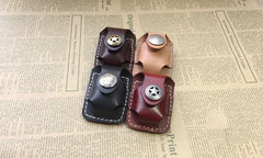 Handmade Mens Beige Leather Classic Zippo Lighter Case Black Zippo Lighter Holder with Belt Loop - iwalletsmen