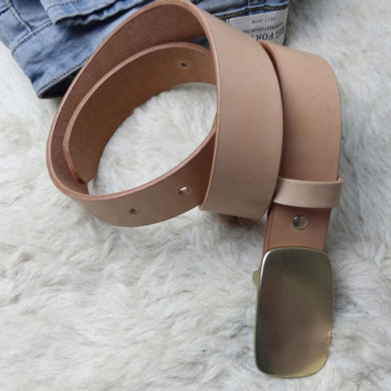 Beige Handmade Leather Mens Belt Leather Belt for Men - iwalletsmen